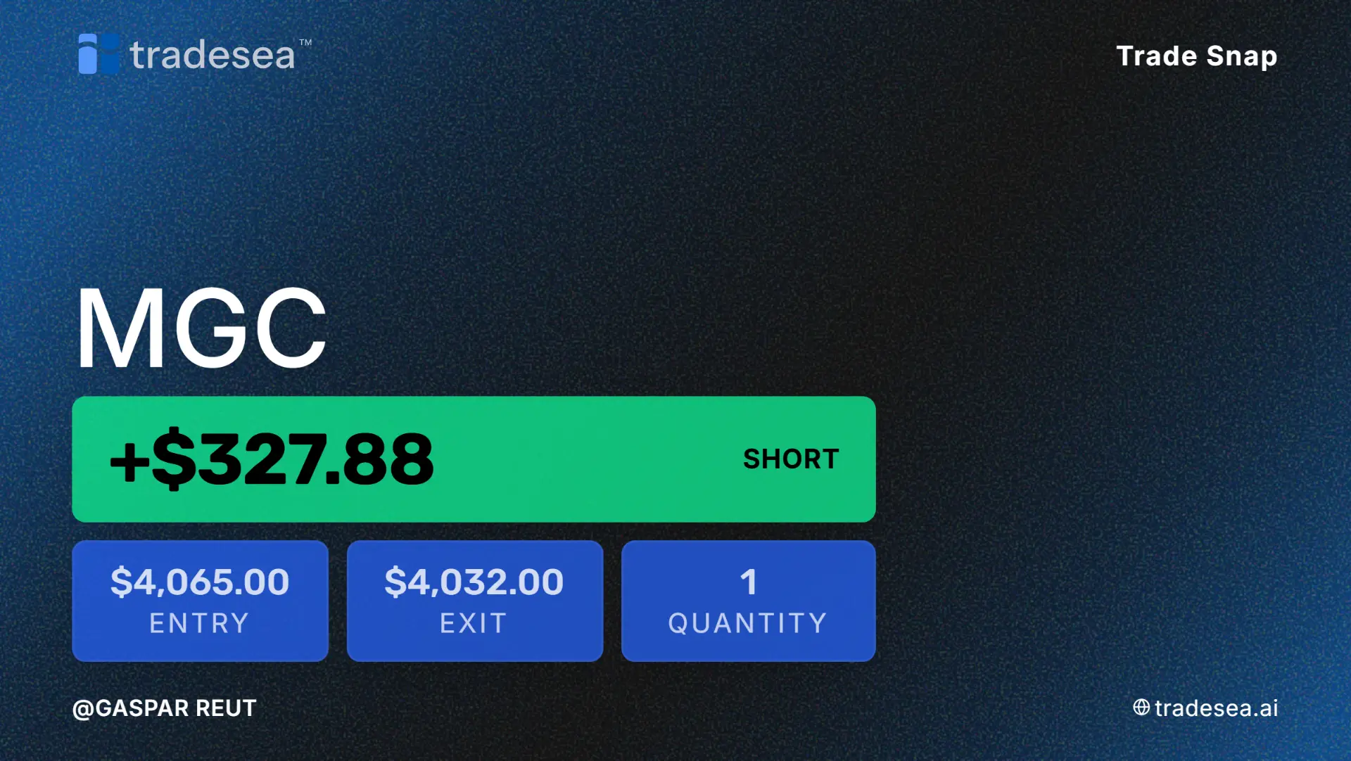 Trade MGC short clôturé à +327,88 $